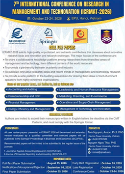 Hội thảo khoa học quốc tế lần thứ 7 về Nghiên cứu trong Quản trị và Đổi mới công nghệ (ICRMAT 2026)